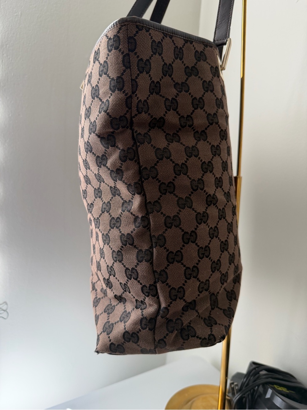 Authentic Gucci Brown and Black GG Canvas Tote - Picture 4 of 16